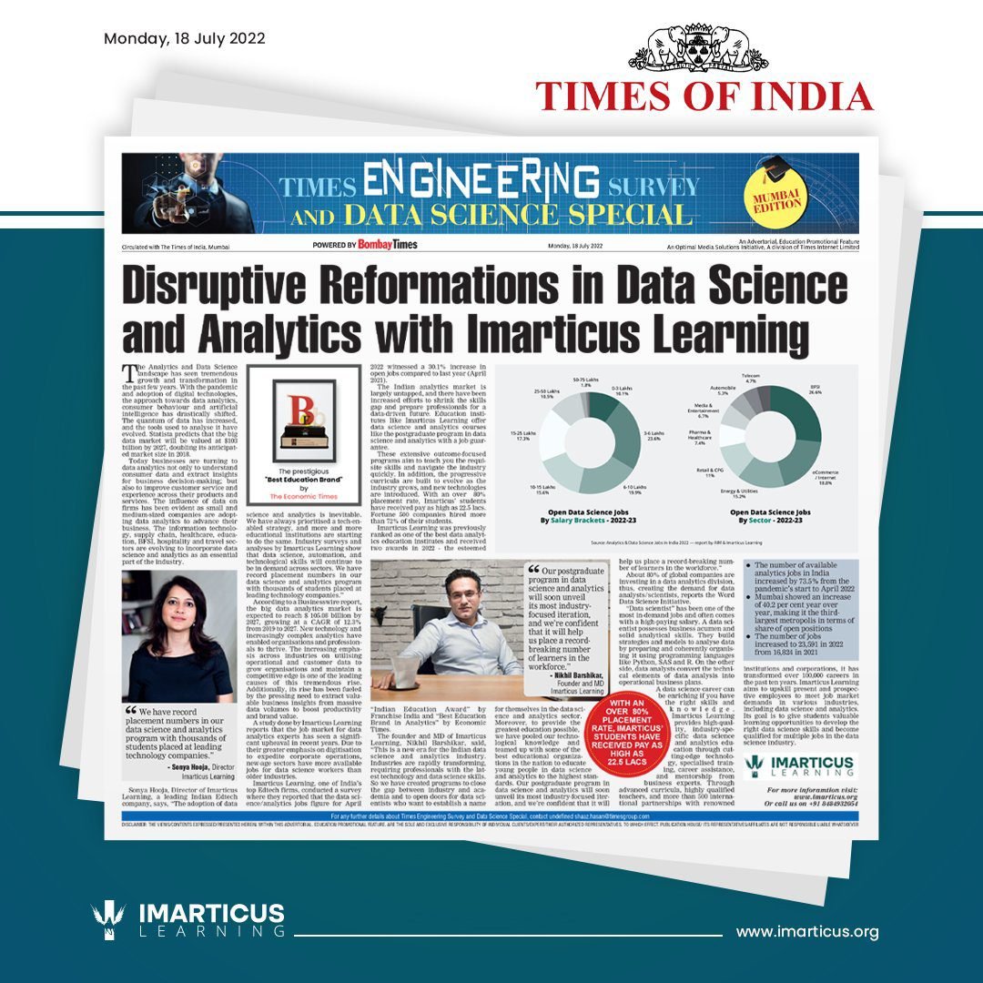Imarticus in the news: Best education brand in Analytics